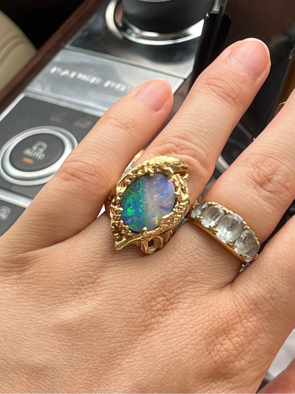 14k Gold Opal Doublet Fish Ring - Picture 13 of 14